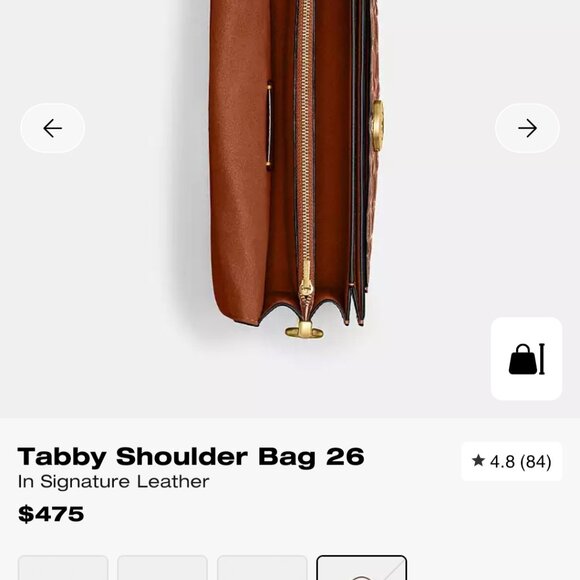 Tabby Shoulder Bag 26 In Signature Leather Brass/Cappuccino - Picture 6 of 6